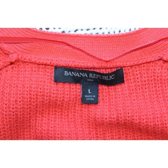 Banana Republic Cotton Cable knit long cardigan Size LG Pockets buttons Sweater - Picture 8 of 10